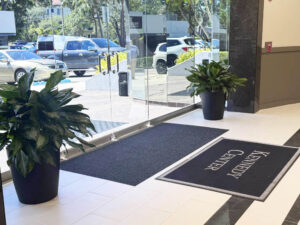 Potted plants at entryway, Kennedy Center, Florida