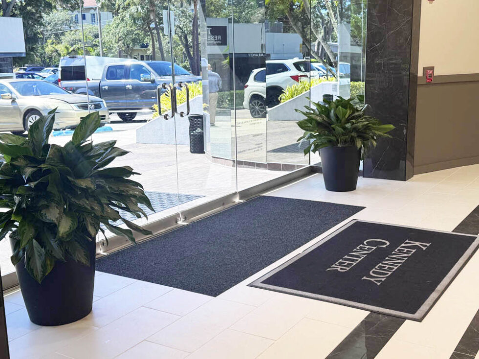 Potted plants at entryway, Kennedy Center, Florida